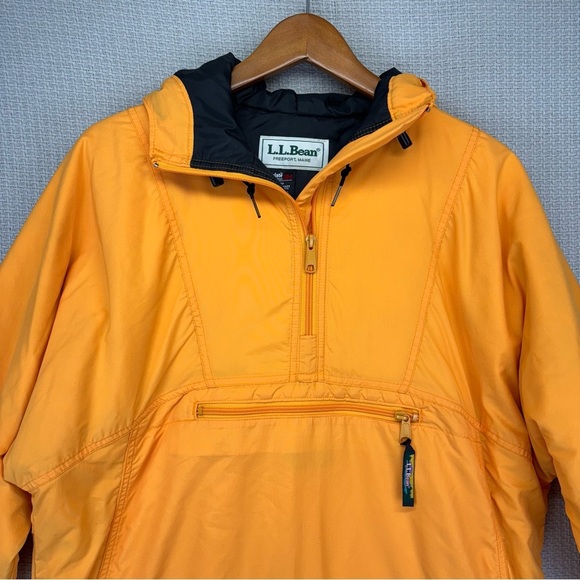 Vintage LL Bean Half Zip Pullover Thinsulate Jacket Women Small Orange Hooded - Picture 2 of 9